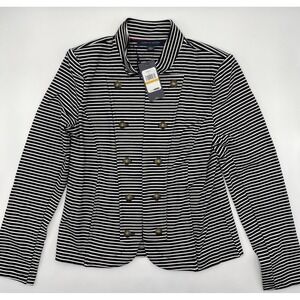 Tommy Hilfiger Women's Military Band Jacket Small Black  & White‎ Stripe Blazer